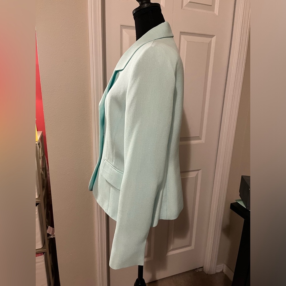 Black Label Evan-Picone Aqua / Mint Green Blazer size 10 black buttons - Picture 3 of 13